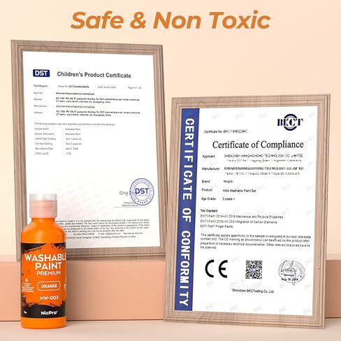 Nicpro Washable Paint for Kids with Painting Brushes and Cups, 12 Vibrant Colors(2 oz), Safe Non Toxic Tempera Finger Paint for Toddlers, Preschool Learning, Home School Children Art Painting Supplies in Kuwait