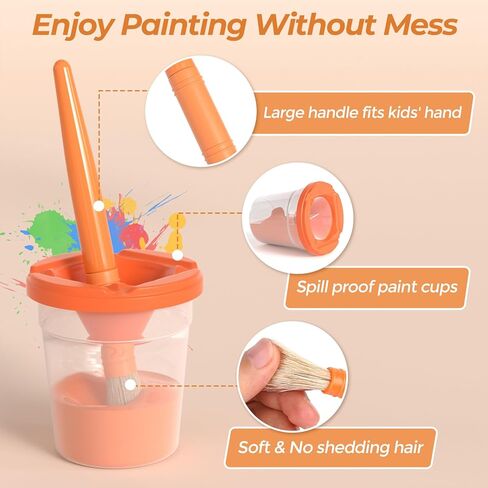 Nicpro Washable Paint for Kids with Painting Brushes and Cups, 12 Vibrant Colors(2 oz), Safe Non Toxic Tempera Finger Paint for Toddlers, Preschool Learning, Home School Children Art Painting Supplies in Kuwait