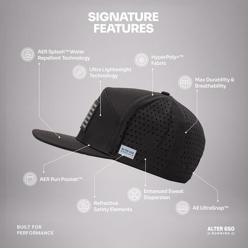 Alter Ego Running Drifter Splash Black Silver Flag - Durable, Lightweight, Breathable Premium Hat (Black Silver Flag, M-L) in Kuwait