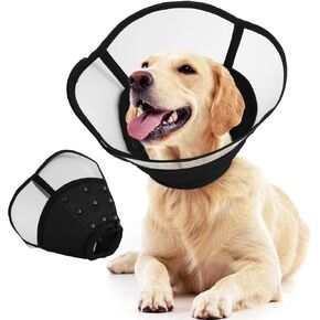 Allroaring Dog Cone Collar After Surgery, Soft Dog Cones for Large Dogs, Breathable Pet Elizabethan Collar Dogs Recovery Cone to Stop Licking Protective Wound Lightweight E-Collar, Black XL