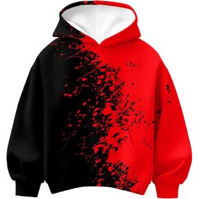 Idgreatim بنين بنات 3D الرسم هوديي كم طويل مقنع البلوز خريف شتاء عارضة الرياضة البلوز حجم 6-16T