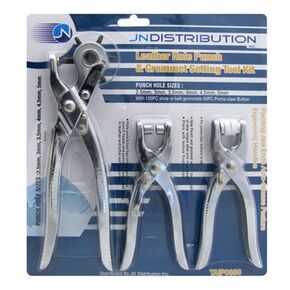 3-Piece Hole Punch Kit - Leather & Metal Tool Set - High Carbon Steel - Metallic Finish - 2.5mm & 5mm Punches