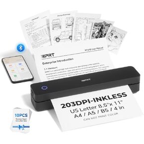 iDPRT Portable Printer Wireless for Travel - 203DPI Bluetooth Mobile Printer Support for 8.5"x11" US Letter, Inkless Compatible with iOS, Android, Laptop for Office, Car and Home, School