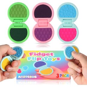 Fidget Toys Adults, 3 Pack Sensory Toys for Kids with Autism, Anxiety Relief Items for ADHD Stress Relief, Fun Fidgets for Teens Textured & Flip Slider - Treasure Box Toys for Classroom, with Gift Box