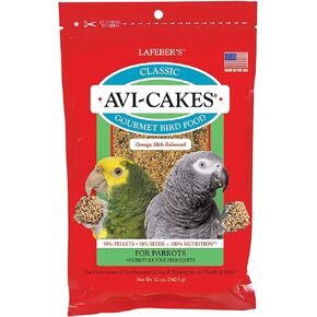 LAFEBER'S Classic Avi-Cakes Pet Bird Food, Made with Non-GMO and Human-Grade Ingredients, for Parrots (12 oz Pack of 2)