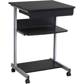 Yaheetech Mobile Lectern Podium Rolling Standing up Desk for Reading - Laptop Stand w/Tilted Top Board & Edge Stopper