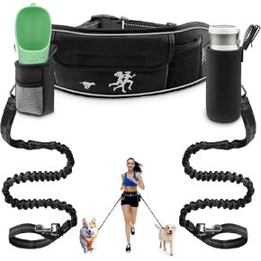 TECSPACE Hands Free Dog Leash for Dog, Adjustable Waist Belt for Dogs Walking with Pouch, Hands Free Leash for Running Walking Hiking Biking (Large-1Dog)