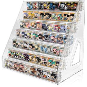 7 Layers Clear Display Shelf for Funko Bitty Pop, Acrylic Figure Display Stand Toys Stand for Mini Collectible Toys