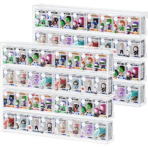 WINKINE Acrylic Display Bitty Protector Case Compatible with Funko Bitty Pop, Clear 32 Slots Figure Display Shelf for Countertop & Wall-Mount, Mini Collection Case, Figure Holder Stand, 2 Pack(Clear)