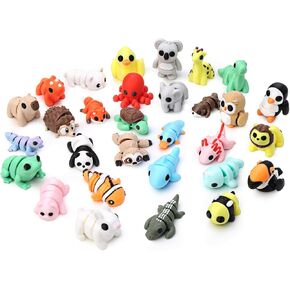 30pcs مجموعة الحيوانات المطبوعة ثلاثية الأبعاد ، 1.96in mini 3d الحيوانات المطبوعة ، التماثيل الحيوانية رائعة لعبة الحيوانات الأليفة لطيفة لطيف ، لعبة تململ مرنة لطيفة لزينة المكتب ، تفضل الحفلات