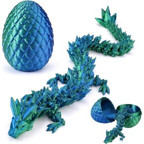 3D Printed Dragon Egg, Easter Mystery Crystal Dragon Egg Fidget Toys Surprise, Mythical Dragon Eggs with Dragon Inside, Easter Basket Stuffers Filled Easter Eggs Toy for Kids (Rainbow, Large)