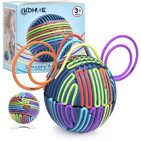 Sensory Activity Ball for Kids Adults, Sensory Fidget Toys with 24 Strings & Display Stand, 3D Sensory Activity Board for Autism ADHD, Anxiety, Stress Relief, Ideal for Home, School, Travel