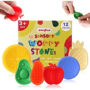 Fidget Toys Sensory Stone Silicone Texture Worry Stone 12 Silent Fidget Stress Toys for Kids Anxiety Relief Toys for Classroom