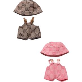 2set of Doll Accessories Clothes,Hat & Overalls Set for Doll Clothes Decoration,Cute Clothes for Dress up Unique Style (No Doll)