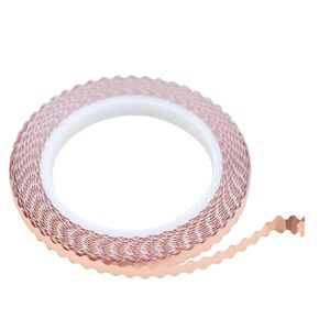 Poeeytnek® Decorative Dual-Scalloped Copper Tape - 7/32" &13/32" Wide Self-Adhesive Strip for Glass Art & DIY Crafts