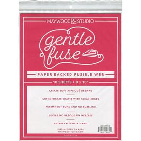 Maywood Gentle Fuse Paper-Backed Fusible Web – 10 Sheets (8" x 10") – Soft No-Fray Appliqué Backing for Quilting, Sewing & Fabric Crafts – Needle-Safe, No Residue, Easy to Use