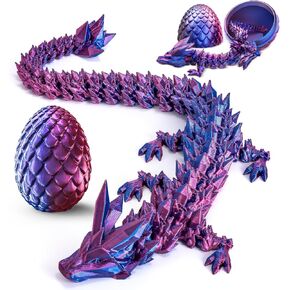 3D Printed Dragon, Dragon Eggs with Dragon Inside, Mythical 3D Dragon, Articulated Crystal Dragon, Dragon Egg Fidget Toy for Kids Adults(Rainbow)