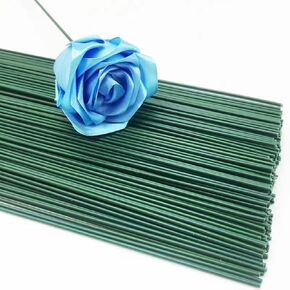 50 Pieces 2 Gauge Green Floral Stems Wire 2 mm Diameter 12 inch/30 cm Artificial Flower Stems Rods for Paper Flower Arrangements Bouquet Florist Stub Wire Crafts DIY Wreath Making Supplies