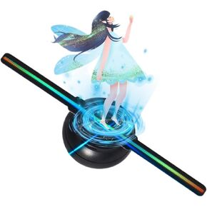 Holographic Fan, 5.5in/14cm 3D Hologram Fan, 128 0603 LED Beads Holographic Projector, HD Flicker Free TF&APP Control Christmas Halloween,Enhanced Visual Clarity