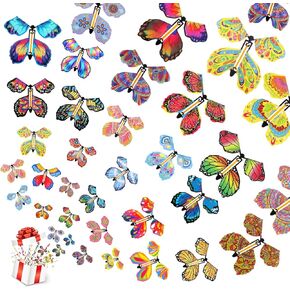 100 Pcs Magic Flying Butterfly Toys, Wind Up Butterfly Cards Toy Fairy Flying Butterflies Cards for Centerpieces Suprise Explosion Box Gifts Birthday Wedding Party Decoration Anniversary