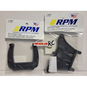 RPM 80832 80852 Front + Tower Shock Tower متوافق مع Traxxas Stampede Rustler Slash Rustler Bandit 2WD يشمل Chicagoland RC Coupon استبدال 3638 3639