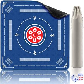 Mahjong Mat 32.4x32.4 inch Waterproof Mahjong Table Cloth 3mm Thickened Non-Slip Noise Reduction Game Mat for Mahjong Board Games Domino Poker Card Games (Green B)
