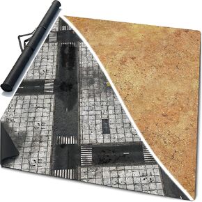Warzone Studio 60 x 44 inch Double-Sided Mouse Pad Rubber Battle Mat: Concrete + Saraha + Bag Full Color Picture
