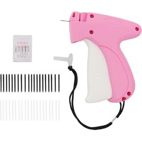 Stitch Gun for Clothes, Handheld Stitch Tag Gun,Quick Clothing Fixer-Includes 6 Needles,1000 Black Fasteners,1000 White Fasteners (Pink)