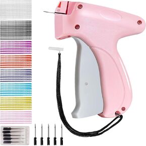 Stitch Gun,Micro Tagging Gun for Clothing,Stitch Gun for Clothes Quick Easy Stitchy Fixer Gun with 10 Needle, 2100 Miniature Fasteners in 8 Colors (Pink)