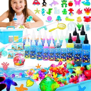 shaguanchang Magic Water Gel Elf Toy Kit, Aqua Water Fairy with 20 Colors 20 Molds Sparkling Glowing in The Dark Crafts DIY Squishies Maker Water Pets Fishing Games Birthday Gifts for Kids