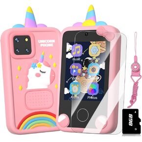 Kids Smart Phone Toys for Boys Girls,Christmas Birthday Gifts for Age 3-10 Kids Toys Cell Phone, 2.8" Touchscreen Toddler Learning Play Toy Phone with Dual Camera, Game,Music Player,8GB Card