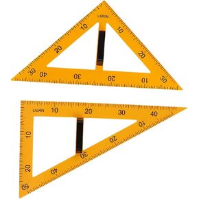 2Pcs Large Triangle Ruler with Removable Handle Clear Scale Yellow Teaching Equipment for School Whiteboard Blackboard Office