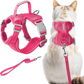 Cat Harness and Leash Set Escape Proof for Kitten Walking, Soft Adjustable Top Handle Vest Harnesses for Cats, Easy Control Breathable Reflective Small Medium Large, Pink, XXS