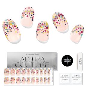 Semi Cured Gel Nail Strips with 20 Pieces, Salon Quality Wraps for Women, Unicorn holograhic velvet UV Gel Stickers, UV Light Required, Holographic Pearl