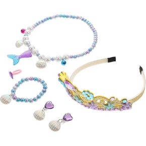 1Set Mermaid Princess Jewelry for Necklace Bracelet Earrings and Tiara Cosplay Props for Dress Up and Role Play Lightweight Durable Unique Costume Accessories