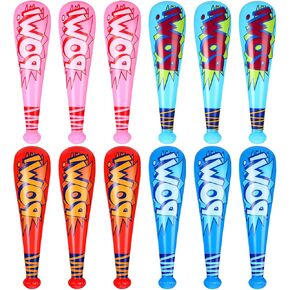 Supervitae 12 Pcs Pow Inflatable Baseball Bats Inflatable Bat Birthday Party Favors Baseball Party Decorations Prizes for Sports Theme Carnival Supplies (Novelty Style)