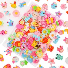 100pcs Slime Charms, Bulk Cute Resin Charms Set for Slime Add in Phone Junk Cases Nail Art Design Scrapbooking DIY Craft Decoration