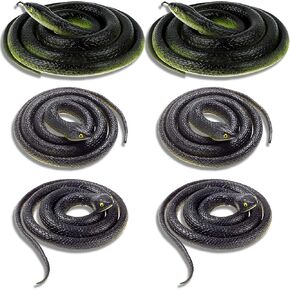 Rubber Realistic Prank Fake Snake: Scare Birds Away Keep Deterrence for Garden Lifelike Snake Props 6 PCS, Year of Snake Outside Decorations