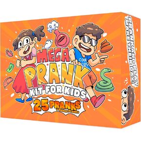 Prank Kit for Kids - 25 Gags & Practical Joke Toys - Prank Stuff for April Fools - Ultimate Practical Jokes - Gag Gifts for Kids - Big Funny Toys Pack Set Box + Bonus Inside