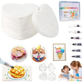 76Pcs Magic Foam Texture Painting Kit, 45Pcs Magic Puffy Paint for 3D Floating Art with 1Pc Picture Frame, 24Colors DIY Bubble Drawing Pens with 6Pcs Water Brush, Foam Canvas Sponge Craft Supplies