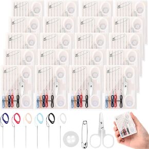 Knitgrip 72 Boxes Travel Sewing Kit Mini Sewing Kit Bulk Needle Thread Kit Portable Sewing Tools Beginner DIY Sewing Supplies Sewing Kit Box with Threads Scissors Hand Sewing Needles Buttons