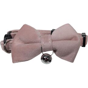 Velvet Cat Collar with Bell – Adjustable Soft Bowtie Collar for Cats and Kittens, Stylish Lightweight Design (Red)
