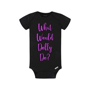 What Would Dolly Do? Baby Onesie (12M, Gray/Pink)