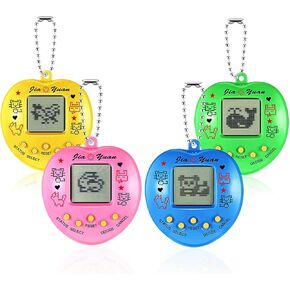 4 Pcs Virtual Pets, Cute Big Heart Shape,Virtual Electronic Digital Pets,168 Pets Retro Handheld Game Machine 5 Buttons Easier to Operate
