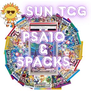 Sun TCG Mystery Pack 5 Booster Packs and 1PSA (10Graded Perfect for Display) Pokemon Card Mythic Edition