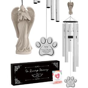 Dog Memorial Wind Chime for Loss of Dog - Dog Memorial Gifts for Loss of Dog, 34" Pet Memorial Wind Chimes for Dogs, Angel of Friendship Wind Chimes, Windchimes in Memory of a Pet Dog