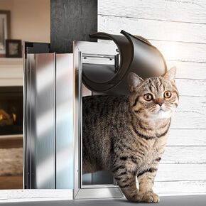 Cat Door for Wall, Small Pet Door, Heavy Duty Doggy Door, All Aluminum Frame, Double Magnetic Flaps, Energy Efficient, Telescoping Tunnel, Sliding Lock Panel, Easy to Install (Pets Up to 22 Lb)