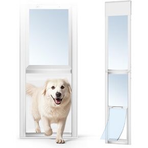 Dog Door for Sliding Glass Door with Lock, Doggy Door for Sliding Glass Doors Large Dog Up to 100 lb, Sliding Door Dog Door Insert, Adjustable Height 74.8" to 80.71", No-Cut Required & Easy Set Up