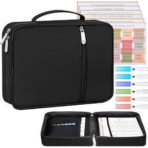 PU Leather Bible Cover with Handle, Durable Bible Bag with Zippered Pocket and Pen Holder, Bible Covers for Standard Size Bible, Perfect Gift for Bible Study