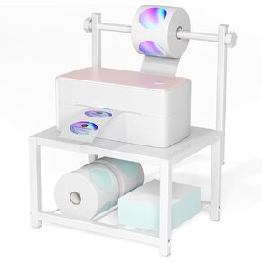 Label Holder for Rolls and Fan-Fold Labels, Sturdy Thermal Sticker Holder for Desktop Thermal Printer, Shipping Label Sticker Dispenser for Home, Office, and Small Businesses